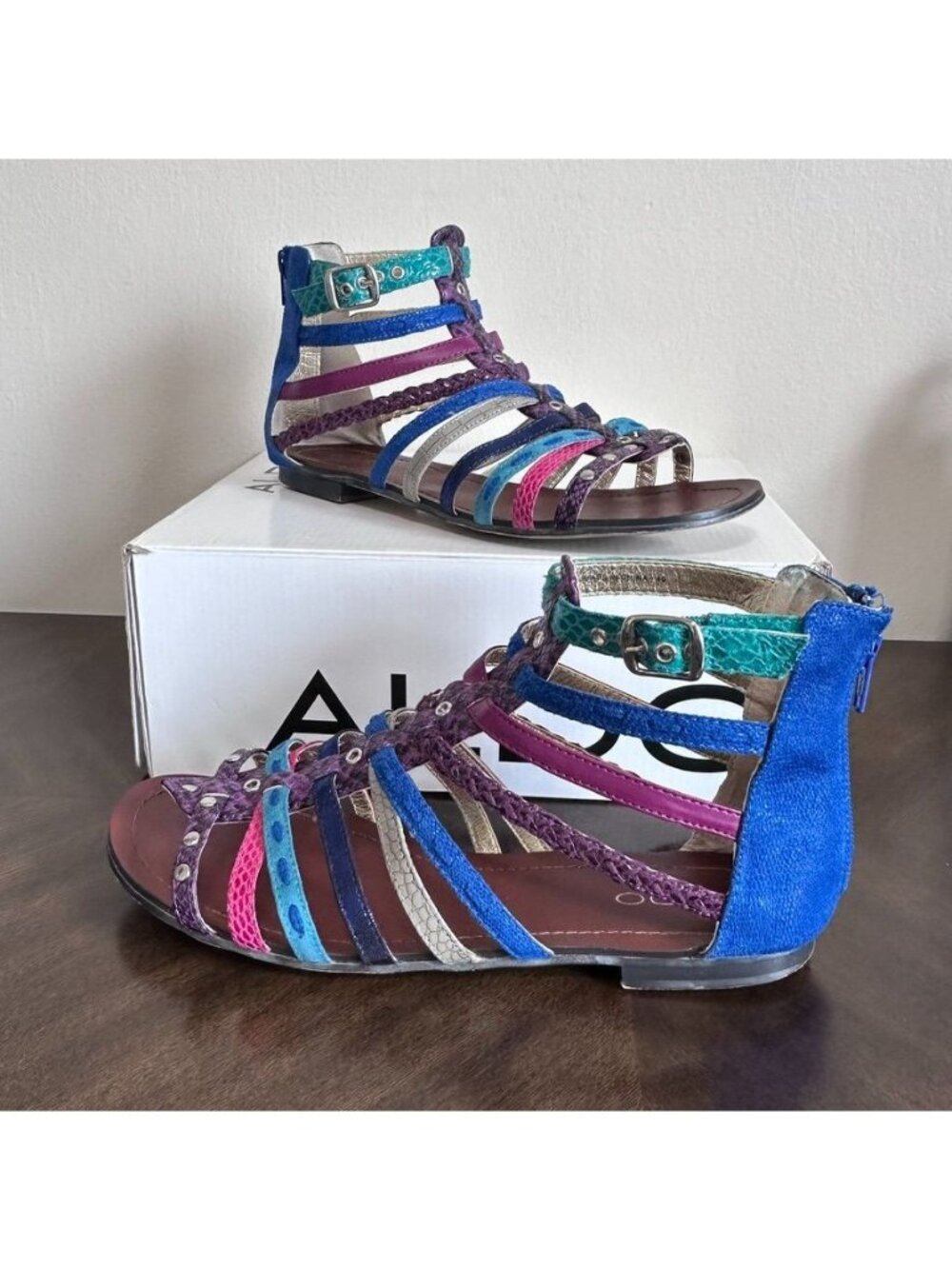 ALDO Rosenberger-7 Gladiator Sandals Women EU 40 US 9 Multicolor Zip